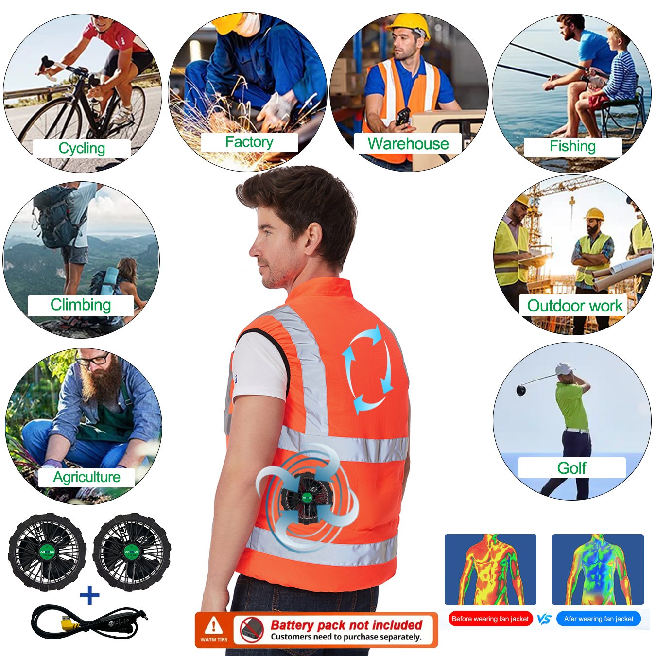 AKOOUS 6500 RPM 12V/5V USB 3-F - đánh giá và giá Fishing Jacket Waterproof